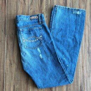 Abercrombie & Fitch Women's Blue Flare Jeans Size 6 Y2K sequins pockets